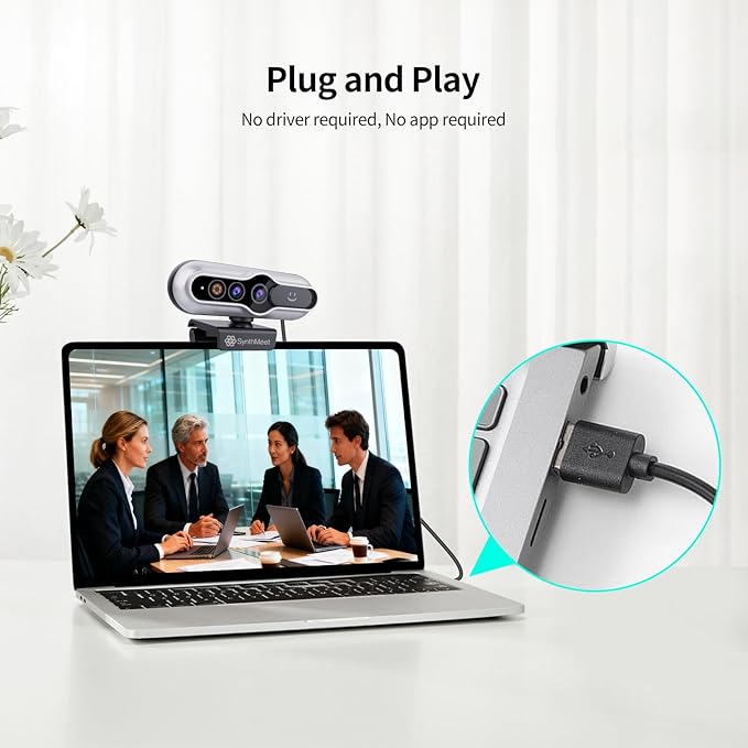 Windows Hello Webcam 2K 30FPS 5MP 84°FOV USB Webcam with Noise-reducing Mic Facial Unlocked Built-in Privacy Cover Plug and Play Wide Compatibility for Personal Meetings Video Calls