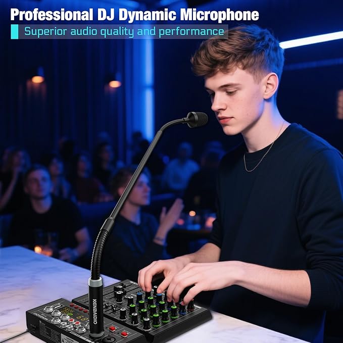 Gooseneck Microphone 23 Inch DJ Mic Professional Dynamic Bob Barker Microphone for Audio MixerDedicated DiscShoutingKTV BarPodiumConferenceMetal Supports 360°RotationBending3-pin XLR