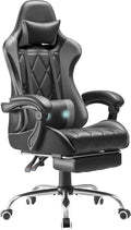 Homall Gaming Chair Computer Chair with Footrest and Massage Lumbar Support Ergonomic High Back Video Game Chair with Swivel Seat and Headrest (Grey)