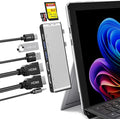 Surface Pro 9/10/11 Docking Station - 8-in-1 Triple Display Surface Pro 9/10/11 Accessories Adapter with Dual HDMI 4K 1x USB C (100W 40Gbps) 2x USB 3.0 SD/Micro SD Card Reader and 3.5mm Audio Jack