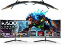 Kado Dual Gaming Monitor Setup - 2-Pack 24 180Hz 1ms Curved 1500R 1920x1080 AMD FreeSync Premium Panoramic Gaming Multi-View Split Screen Streaming VESA Mount HDMI DisplayPort Built-in Speakers