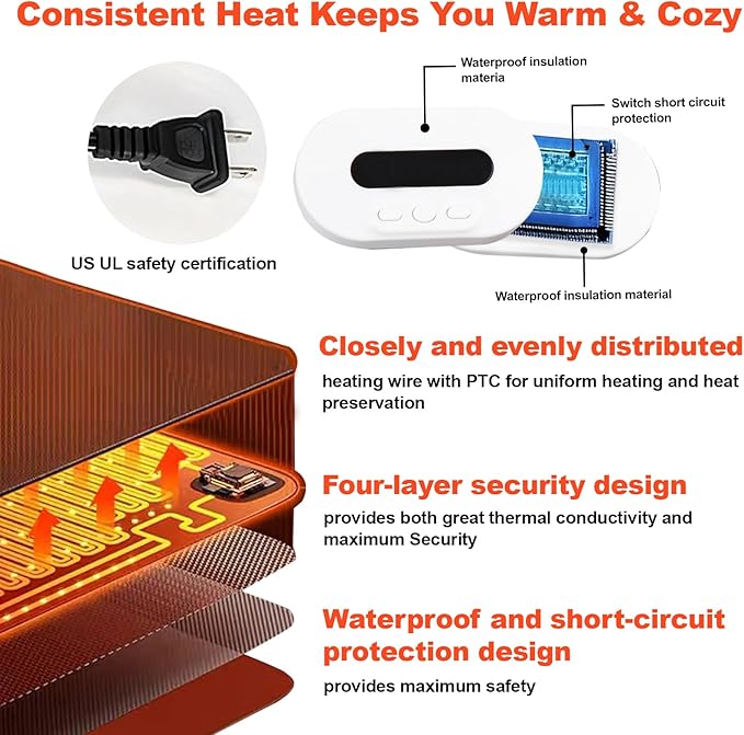 Heated Mouse Pad - Warm Mouse Pad - 6-Level Temperature Adjustment Smart Temperature Control LED Gaming Mouse Pad 8-Hour Timer with Auto Shut-Off31.5 x 15.7 inches