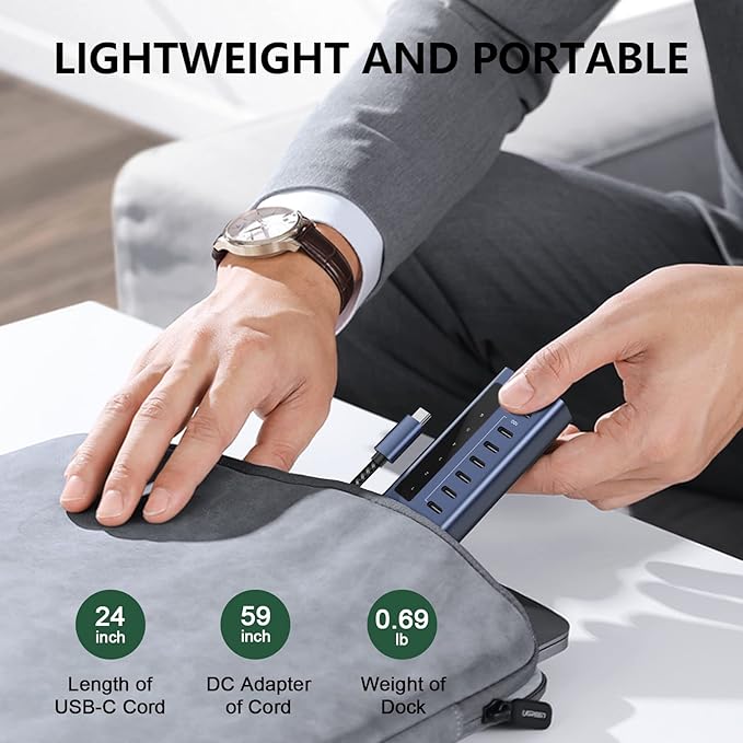 Minisopuru Powered USB C Hub 7 in 1 USB-C Hub Support 10Gbps Data &amp 20W Charging USBC Hub Powered Multiport Adapter for MacBook Pro/Air iMaciPad Phone Surface Dell etc.(Not Support Video)