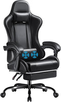 Furmax Gaming Chair Video Game Chair with Footrest and Massage Lumbar Support Swivel Seat Height Adjustable Computer Chair with Headrest Racing E-Sport Gamer Chair (Black)