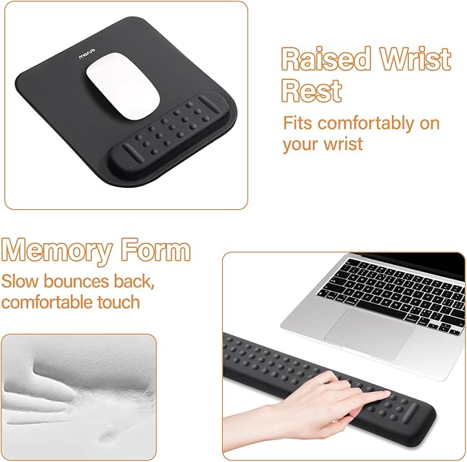 MOSISO Computer Keyboard Stand&ampWrist Rest Support for Keyboard &ampMouse Pad Set Ergonomic Massage Wrist Rest Set Easy Typing Working Acrylic Clear Stand for Office Home Black