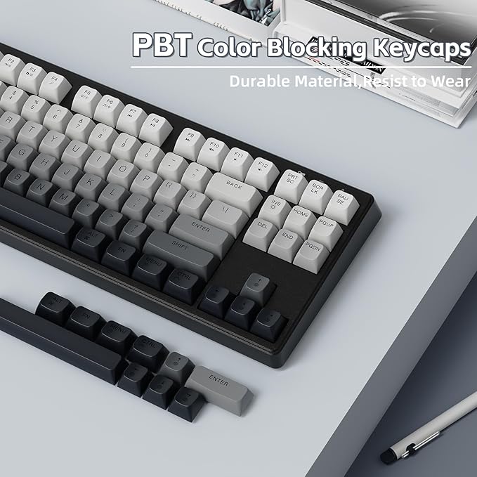 ZIYOU LANG M87 75% Wireless Gaming Keyboard Mechanical Feel Silent Rainbow Backlit Bluetooth/2.4Ghz PBT Gradient Keycaps Rechargeable 4000mAH Battery Ergonomic for MAC/Win/PC-Moonnight