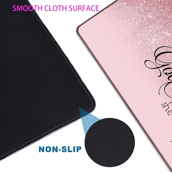 Large Gaming Mouse Pad + Mouse Wrist Rest Pad + Coaster Combination 31.5 x 11.8 Durable Non-Slip Extension Table Mat Suitable for Office and Home Bible Psalm 46-5