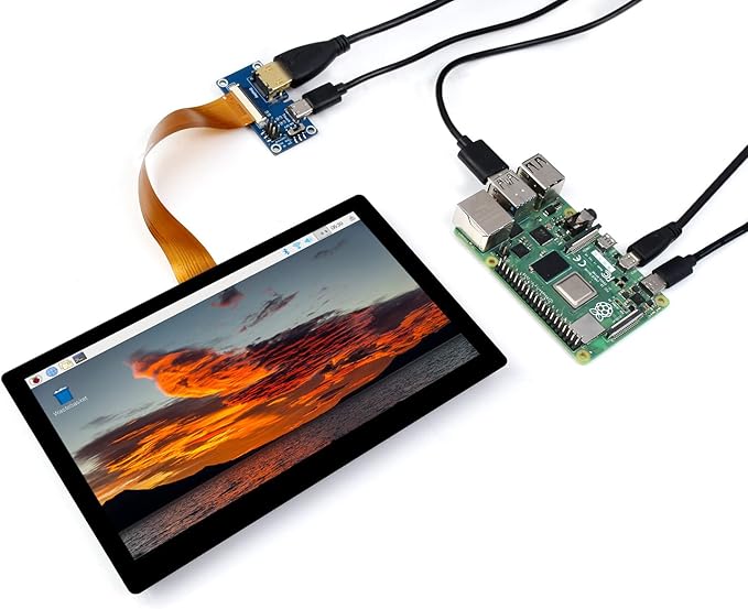 waveshare 1024 × 600 Resolution 7inch IPS Display Integrated Thin and Light Touch Screen for Raspberry PiJetson NanoWindows PCSupport Windows/Linux/Android System170° Wide Viewing Angle
