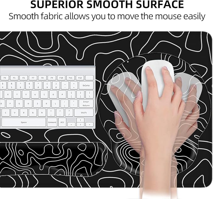LATEEFAH Mouse Pad with Wrist Rest Large Mouse Pad Ergonomic Gaming Desk Pad Keyboard Wrist Rest Set 4-in-1 Desk Mat Keyboard Mat for Home Office