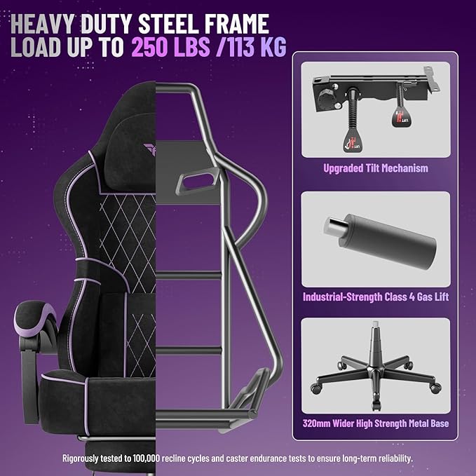 Soontrans Velvet Fabric Gaming Chair Racing Office Computer Desk ChairErgonomic Gamer Chair for Adult High Back Comfortable Video Game Chair with Footrest and Massage Lumbar Cushion