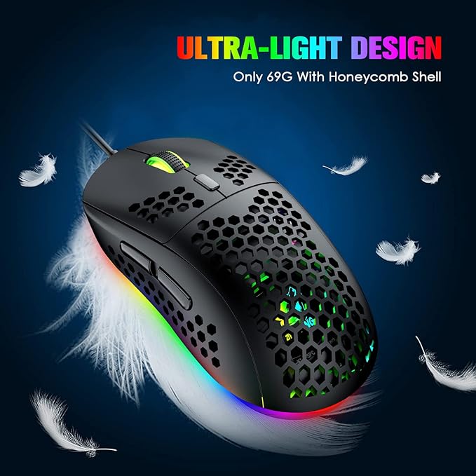 60% Gaming Keyboard and Mouse Combo Portable Mini RGB Backlight Black White Duble Color Keycaps Mechanical Feeling and RGB 6400 DPI Honeycomb Optical MouseGaming Mouse pad for Gamers and Typists