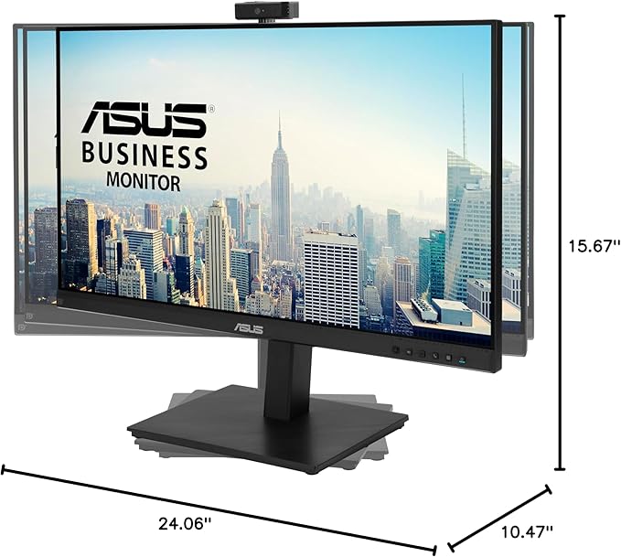ASUS 27” 1080P Video Conference Monitor (BE279QSK) - Full HD IPS Built-in Adjustable 2MP Webcam Mic Array Speakers Eye Care Wall Mountable Frameless HDMI DisplayPort VGA Height Adjustable