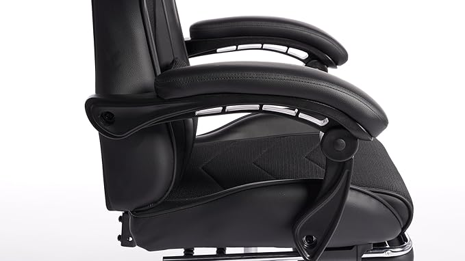 Gaming Chair Computer Chair with Footrest HeadrestLumbar Support and Ergonomic Adjustable Design for Office or Gaming (Black)