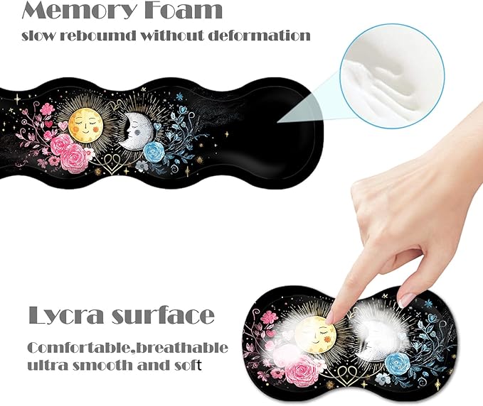 Ergonomic Keyboard Wrist Rest &amp Mouse Pad Wrist Rest SetXL Gaming Desk Mat 31.5x 11.8Non-Slip BaseMemory FoamEasy Typing Pain Relief for Office &amp HomeSun and Moon