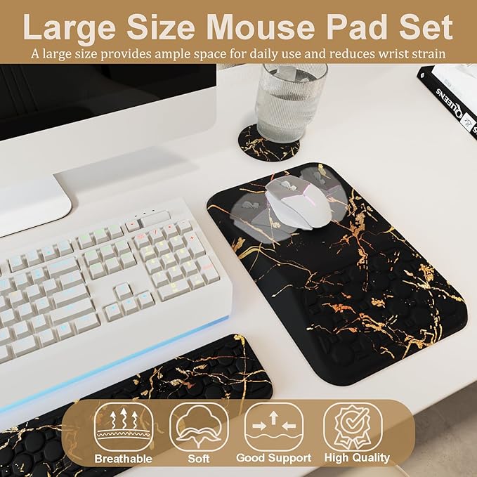 Ospelelf Black Keyboard Wrist Rest Ergonomic Mouse Pad with Wrist Rest Wrist Rest for Computer Keyboard
