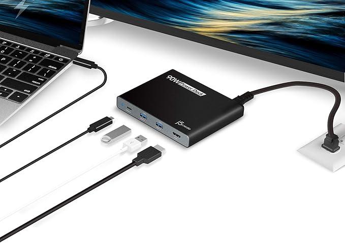 j5create USB-C Travel Hub with PD 65W Power Supply - for Travel or Business Trip - Charging Adapter Hub with 4K HDMI USB-A x 2 - for MacBook Air/Pro 13 Surface Pro and USB-C Laptop (JCDP392)