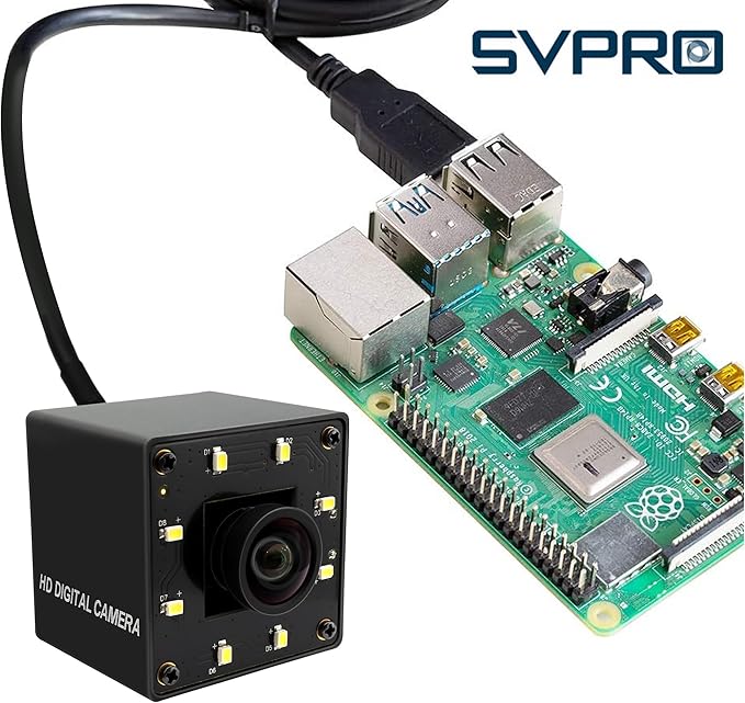 SVPRO 12MP USB Camera with Light 4K Webcam 30fps / 1080P 120fps High Speed IMX577 Sensor Low Light USB Plug and Play for Lightburn PC/Laptop Comptible with Windows/MacOS/Linux/Android