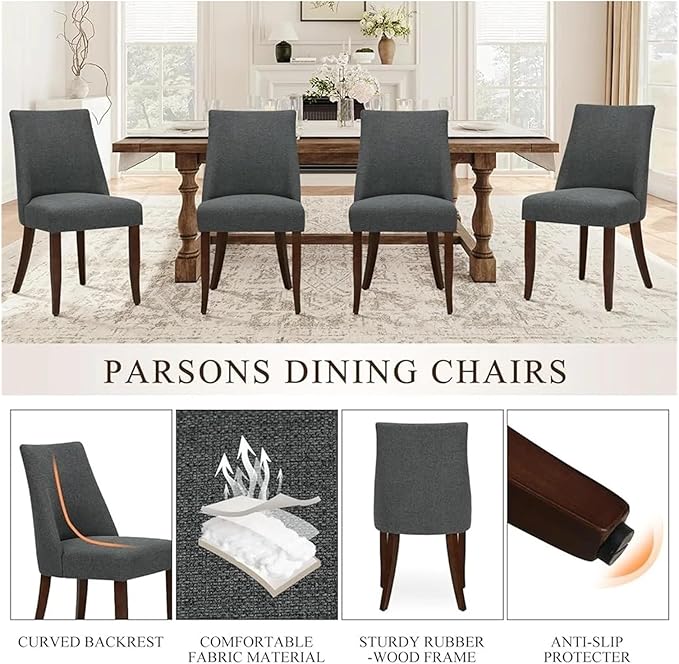 Adjustable Office Computer Chair with Armrest 1pcs Comfortable Upholstered Wood Dining Room Seats Chairs with Back Fabric Furniture