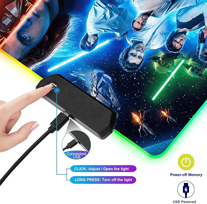 Large Gaming RGB Mouse Pad XXLLarge Wide Gaming MousepadDesk AccessoriesOffice SuppliesOffice DecorNon-Slip Rubber Base and Stitched Edges Desk Pad for Computer Game Office Work31.5x15.7