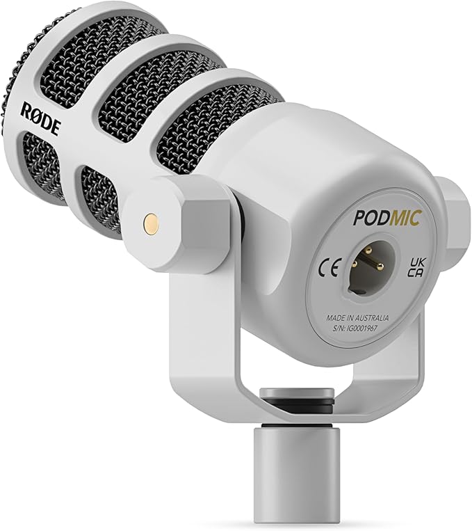 RØDE PodMic Cardioid Dynamic Broadcast Microphone - White
