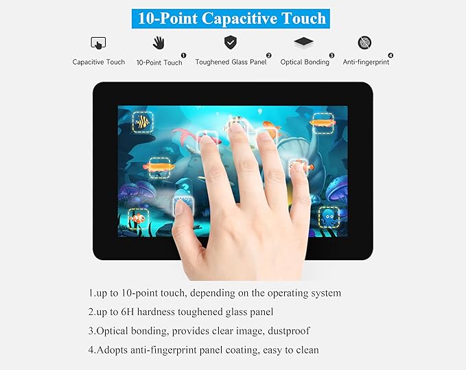 7inch DSI Capacitive Touch Screen Compatible with Raspberry Pi 5/4B/3B+/3B/RK3506-Lyra/RK3576/ESP32-P4 720×1280 IPS Display 10-Point Touch Anti-Fingerprint Process