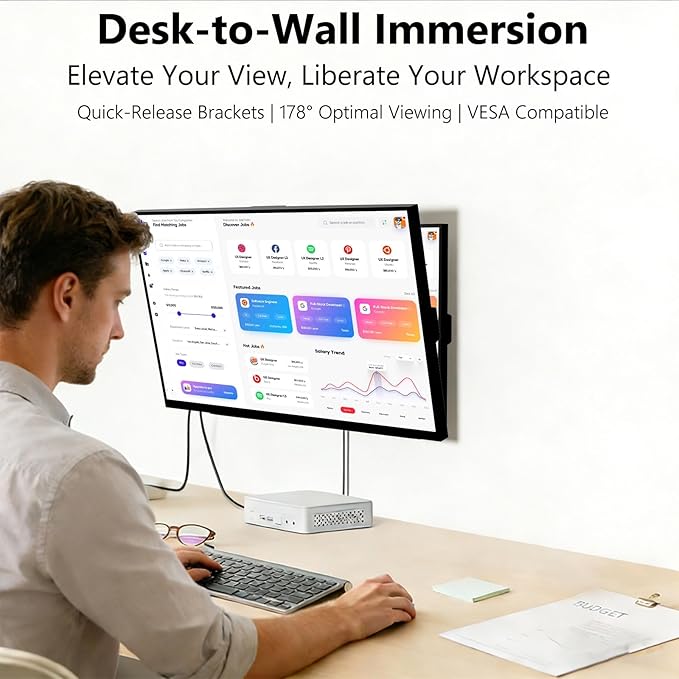 Touchscreen Monitor 24 Inch with Webcam Full HD 2560x1440P @100Hz 10-Point Multi Touch Screen PC Monitor HDMI VGA USB Port Built-in Speakers