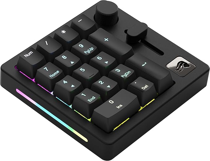 GLORIOUS GMMK Macro Pad - Black Mechanical Numpad - 10 Key USB Keypad - Hotswap Programmable Volume Knob RGB Backlit Wired &amp Wireless Bluetooth- Gaming Keyboard Number Pad