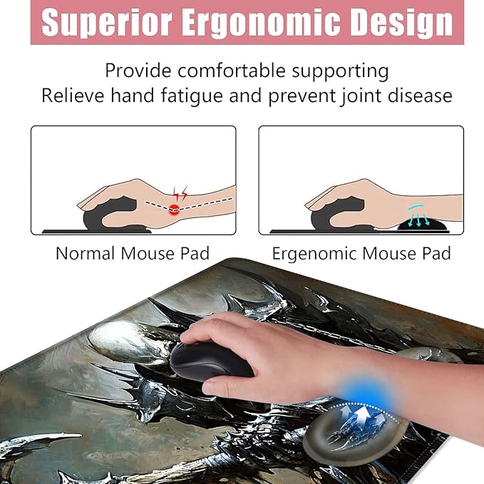 Large Keyboard Mouse Pad Set Extended Mouse Pad+Keyboard Wrist Rest Support Memory Foam Ergonomic Easy Typing 4Pcs (31.5×11.8 in) Desk Pad Set for Office HomeFunny Skeleton