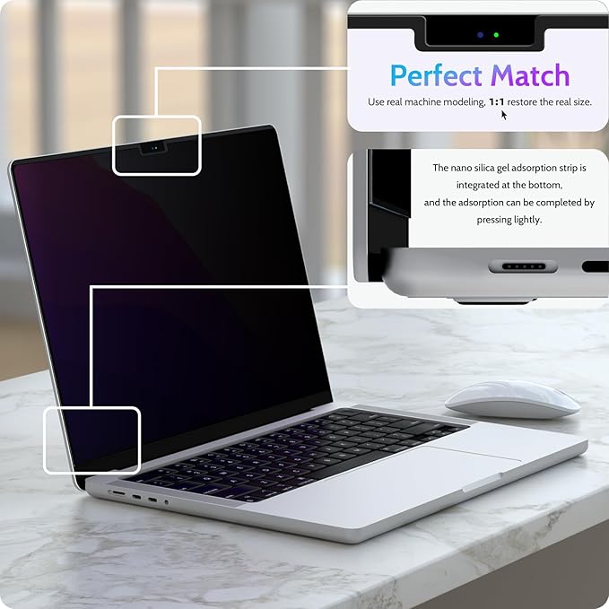 Magnetic Privacy Screen for MacBook Air 15 Inch (2023-2026 M2 M3 M4 M5) - A2941 A3114 A3241 A3448 15inch Removable Matte Anti Blue Light Glare Filter for Mac Air 15.3 Laptop Computer