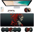Ergonomic Keyboard Wrist Rest &amp Mouse Pad Wrist Rest Set Large Gaming Desk Mat 31.5x 11.8 with Non-Slip Base Memory Foam Easy Typing Pain Relief for Home &amp Office Tattooed Girl and Red B