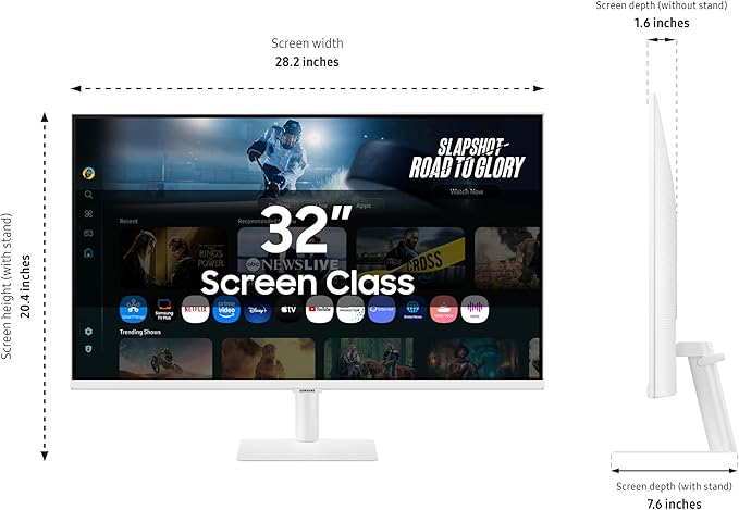 Samsung 32” Smart Monitor M7 (M70F) 4K UHD Display Samsung Vision AI Smart TV Apps Gaming Hub USB-C HDMI and USB-A White LS32FM703UNXZA 2025