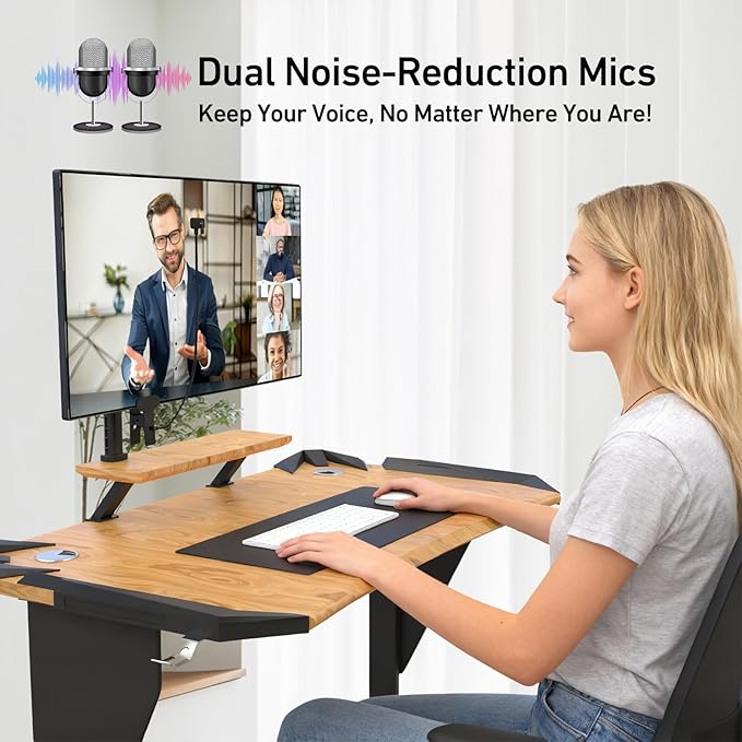 4K Center Screen Webcam with Microphone AutoFocus 4K Middle Screen Webcam USB Type-C/A Adapter Eye Level Camera Plug&ampPlay (Clamp)