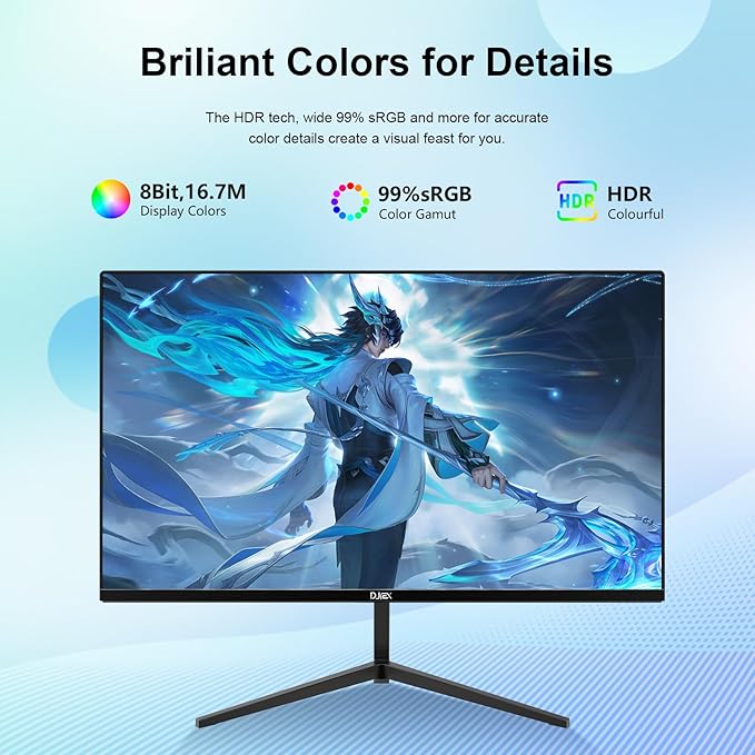 24 inch Monitor FHD 1920x1080p 180Hz Screen 99% sRGB Refresh Rate 3ms Home Office Gaming Computer Monitor Sync Visual Experience for Work &amp Play Support Wall Mount Install