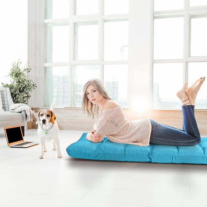 MAT EXPERT 14-Position Floor Chair Floor Gaming Chair w/Resilience Sponge Alloy Steel Frame Padded Bed Couch Recliner Floor Chair with Back Support for Reading Meditating (Peacock Blue)