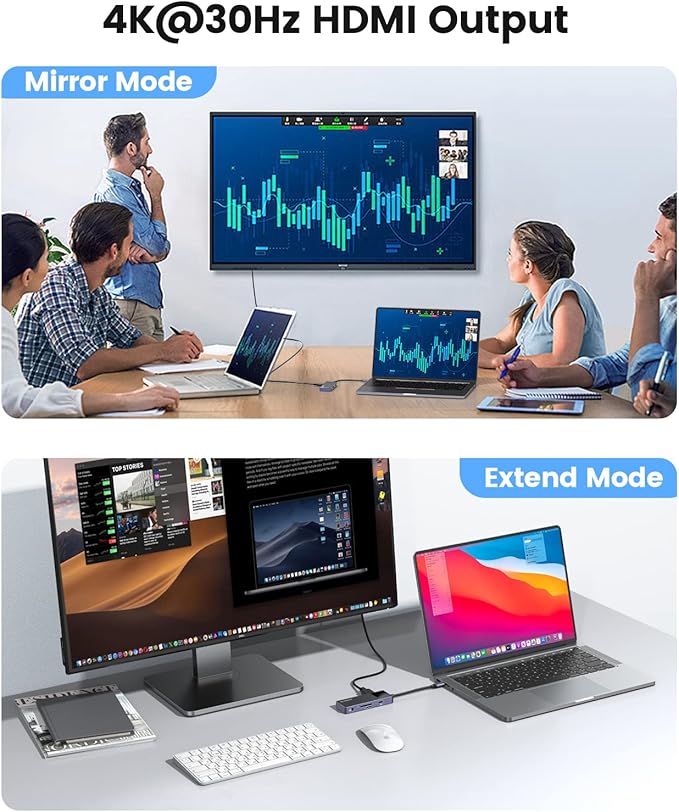 USB C Hub ORICO 8 in 1 MacBook Docking Station Multiport Adapter with PD 100WHDMI 4K@30HzUSB-A3.0×3 SD/TF×13.5mm Audio×1 Compatible for Dell/Surface/HP/Lenovo Laptops