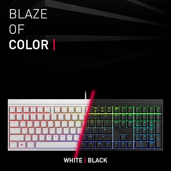 CHERRY XTRFY MX 2.0S Wired Mechanical Gaming Keyboard with RGB-Lighting Designed in Germany Full Key Rollover Anti Ghosting Cherry MX2A Blue Switches White