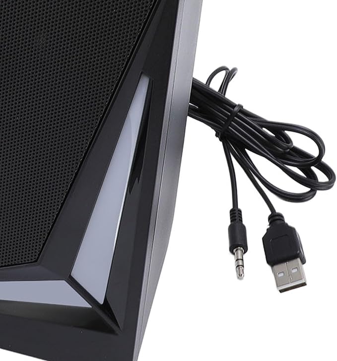 ASHATA 1 Pair Speaker for Laptop 3W Computer Speakers for Laptop PC Tablet Phone RGB 7 Dynamic Light 160Hz to 20KHz Frequency Response USB 3.5mm Interface