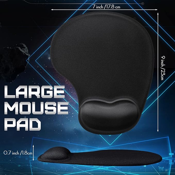 Flutesan 9 Pcs Ergonomic Mouse Pad with Gel Wrist Rest Memory Foam Comfortable Mousepad with Non-Slip PU Base for Pain Relief Computer Cafe Home Office Desk Accessories