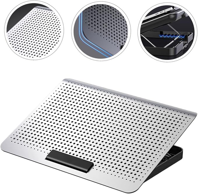 Adjustable Laptop Cooler Rack Level Height Stand Sturdy Aluminum Cooling Pad for Ergonomic Viewing and Neck Relief Computer Rack for Gaming and Video Use