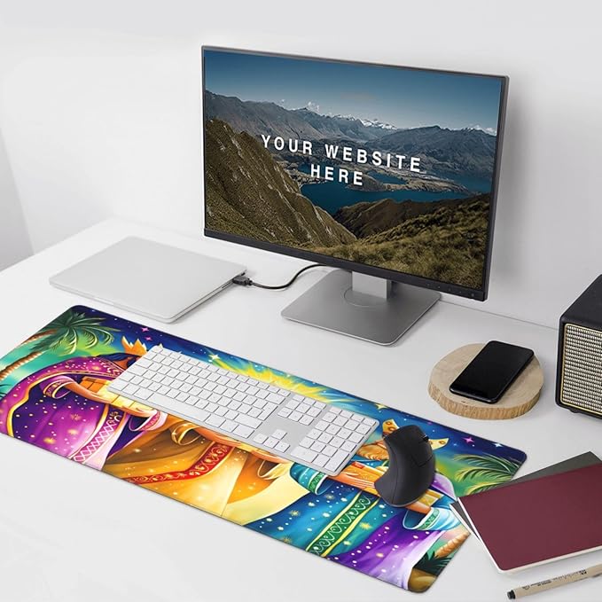 XXL Gaming Mouse Pad Extended (35.5X16) New Year Large Non-Slip Desk Mat Water-Resistant Keyboard Mousepad for Office &amp Home