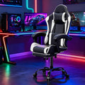 Magshion Gaming Chair for Adults Ergonomic Computer Chair with Linkage Armrests Height Adjustable Gamer Chair with Footrest and Headrest for Home Office 350 Lbs Capacity White