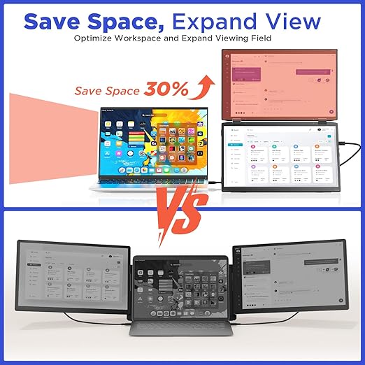 Maxfree Laptop Screen Extender 15.6'' FHD 1080P Dual Portable Monitor with USB C HDMI Plug &amp Play VESA Mountable Lightweight Dual Monitor for Laptop Windows Mac(M1/M2/M3 chip) Android Ps4 Sw
