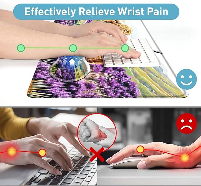 Large Mouse Pad and Keyboard Wrist Rest Desk Pad for Keyboard and Mouse 4-in-1 Large Gaming Mouse Pad with Wrist Support Desk Mat for Home Office Study GameCute Highland Cow