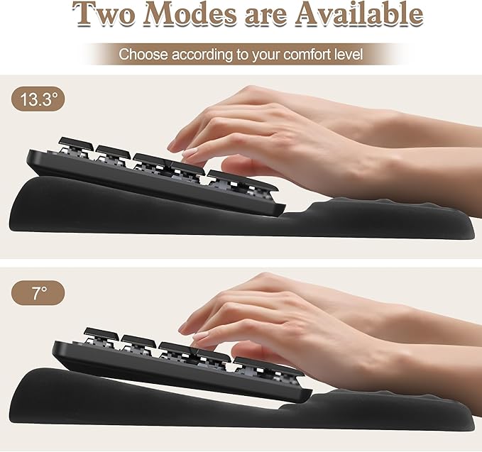 HONGZHONG Keyboard Stand with Wrist Rest Extra Large Computer Wrist Support Pad Comfy Ergonomic Keyboard Riser Holder for Relieve Hand Pain Black (Wave Type)