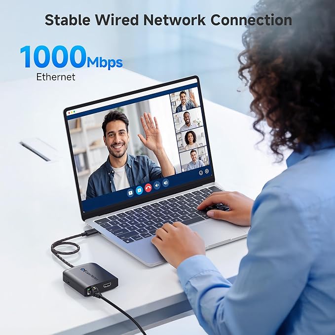 Cable Matters USB C Hub HDMI 2.1 Up to [8K@30Hz/4K@120Hz 100W Charging 5Gbps Data Transfer] Gigabit Ethernet USB C HDMI 2.1 Hub Compatible with Thunderbolt 4/5 Max 4K@60Hz on MacOS