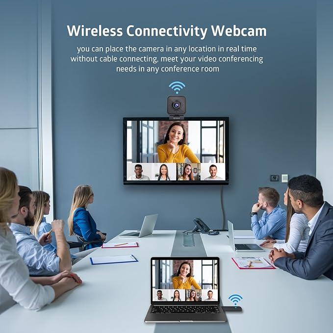TOALLIN 1080P HD Wireless Webcam for PC Built-in Noise-Canceling Microphone Wireless Computer Camera for Video Conferencing Live Streaming and Online Video Calls