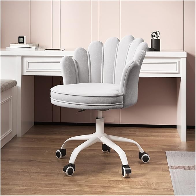 Adjustable Office Computer Chair with Armrest Office Chair Office Pink Study Home Game Chair Swivel Lift Bedroom Chair(Gray-White)