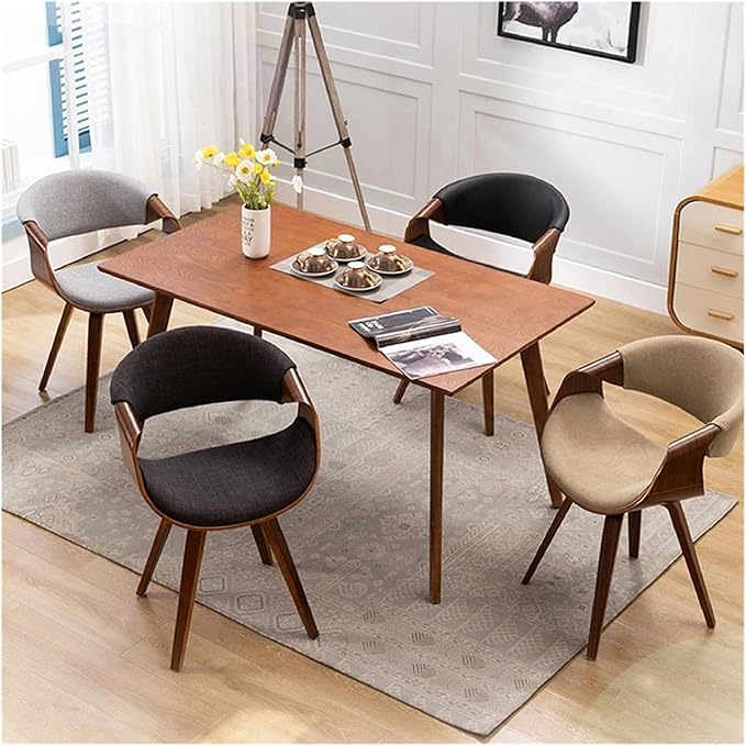 Adjustable Office Computer Chair with Armrest Dining Chair Kitchen Furniture Chairs Home Solid Wood Leather Balcony Writing(Cloth Log Grey)