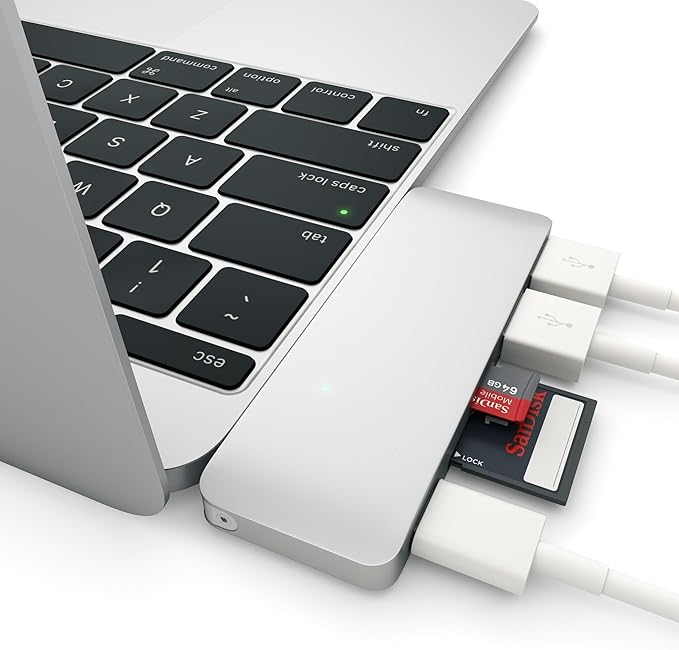 Satechi USB C Hub Adapter 5 in 1 USB C Dongle with 3 USB-A Data Ports Micro/SD Card Readers USBC Hub MacBook Pro/Air M1 M2 M3 M5 Dell HP Surface Lenovo - Silver