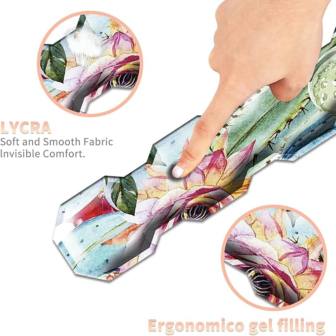Cactus Succulent Keyboard Wrist Support Pad Mouse Pad with Wrist Rest Matching Coasters Ergonomic Gaming Mousepad Wrist Cushion Gel Memory Foam Easy Typing Pain Relief for Home Office